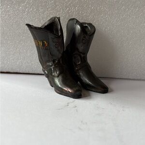 Miniature Black Cowboy Boot Figurine